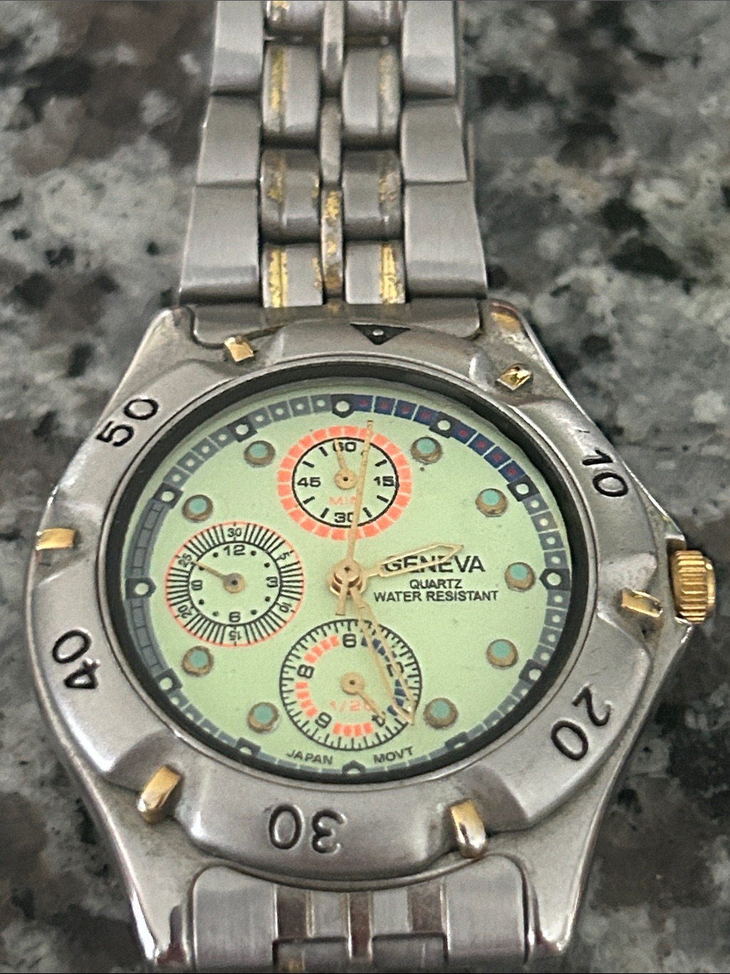 Geneva TwoTone Men&acirc;s Watch With Mint Green Dial